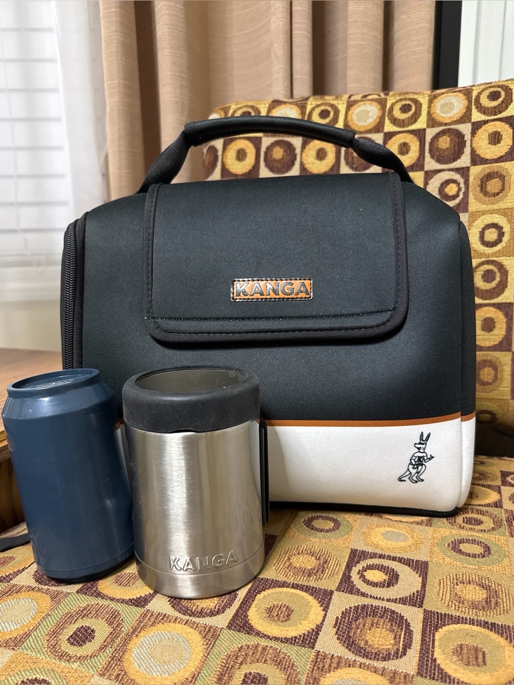 Black/White Neoprene Can Cooler Sleeve - KANGA